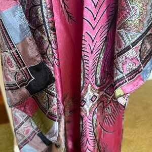 Colorful Paisley and Geometric Silk Scarf